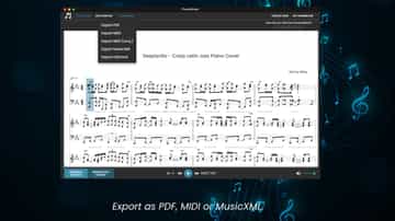 Export as PDF, MIDI, MusicXML