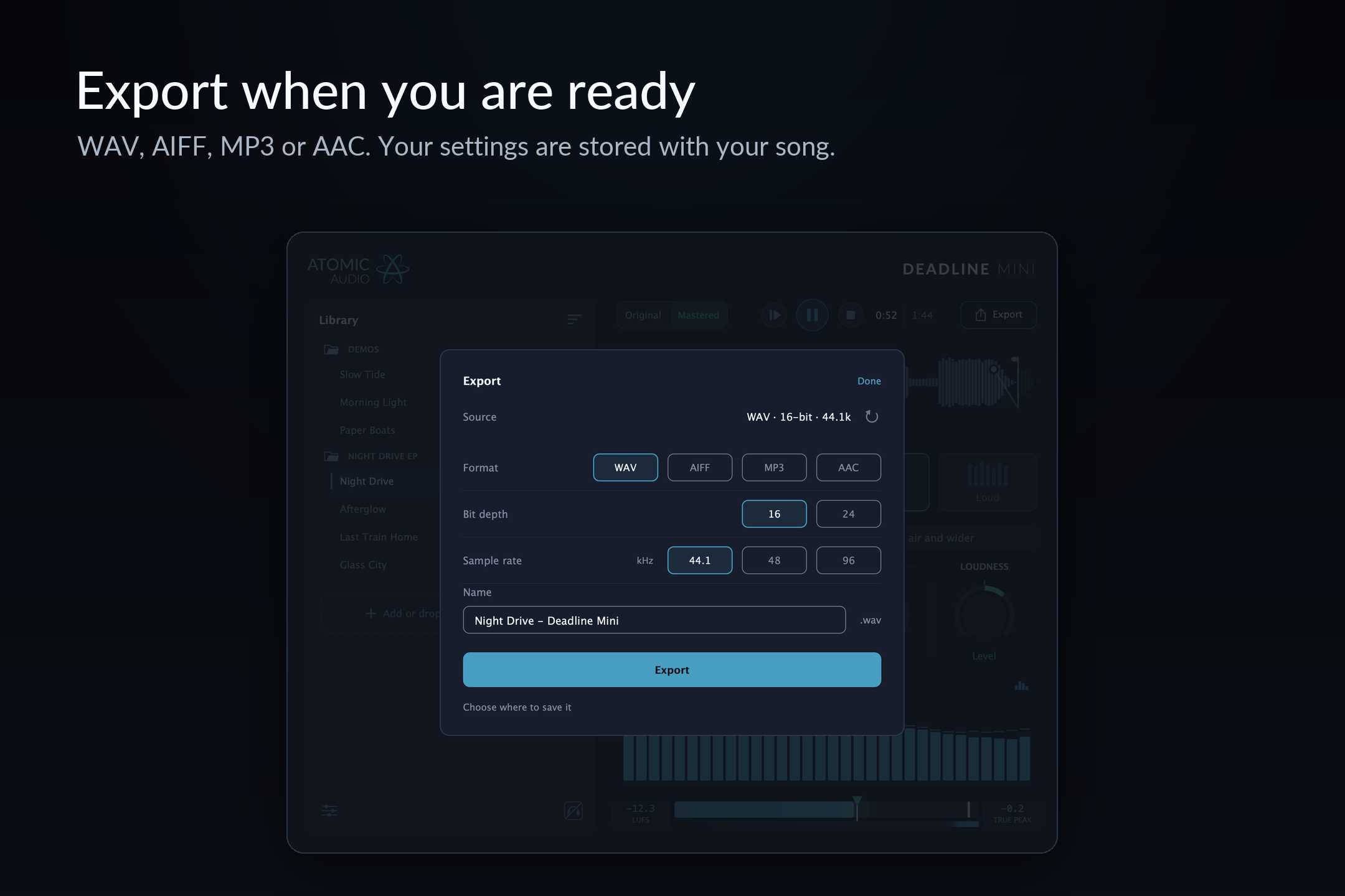 Export when you are ready