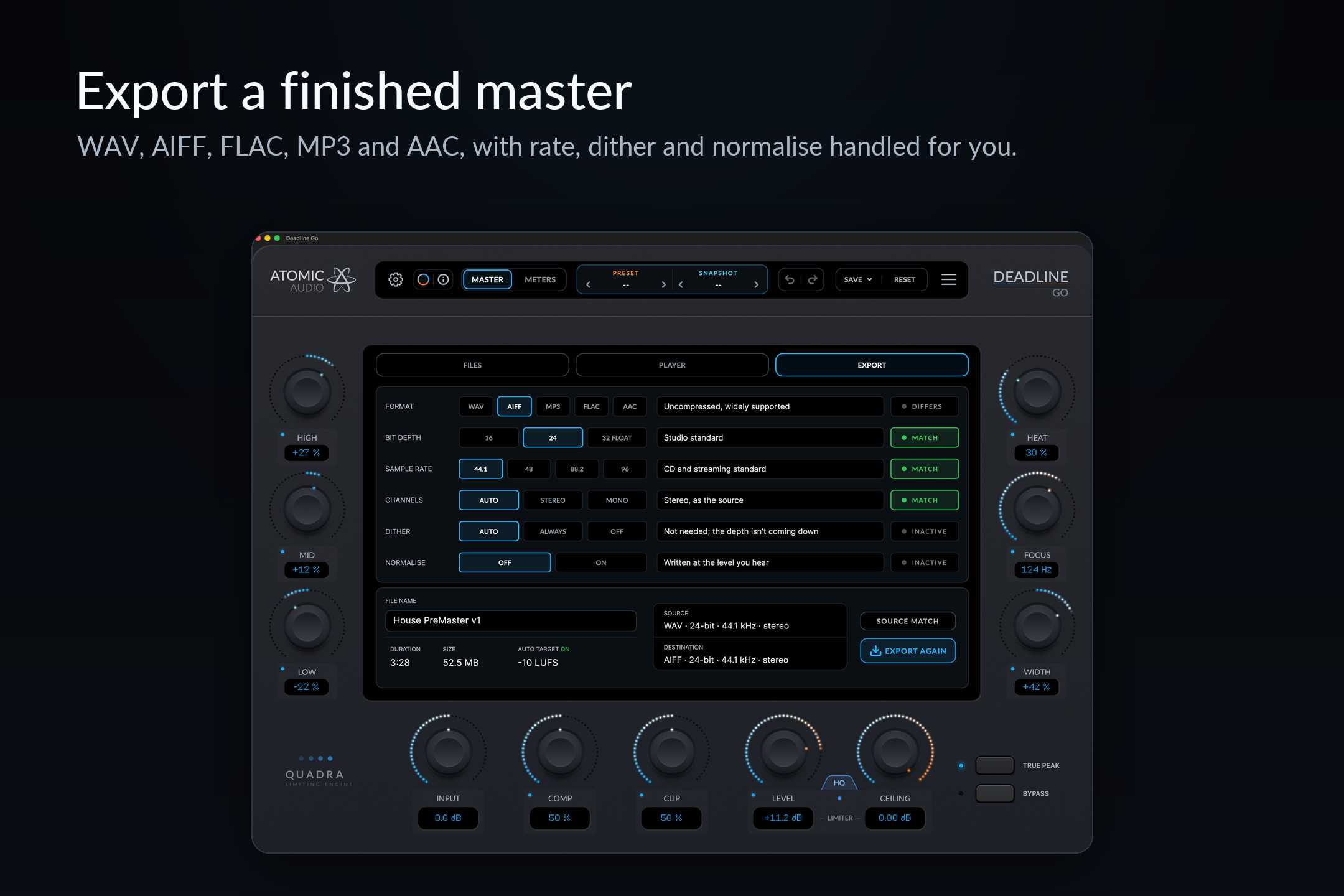 Export a finished master