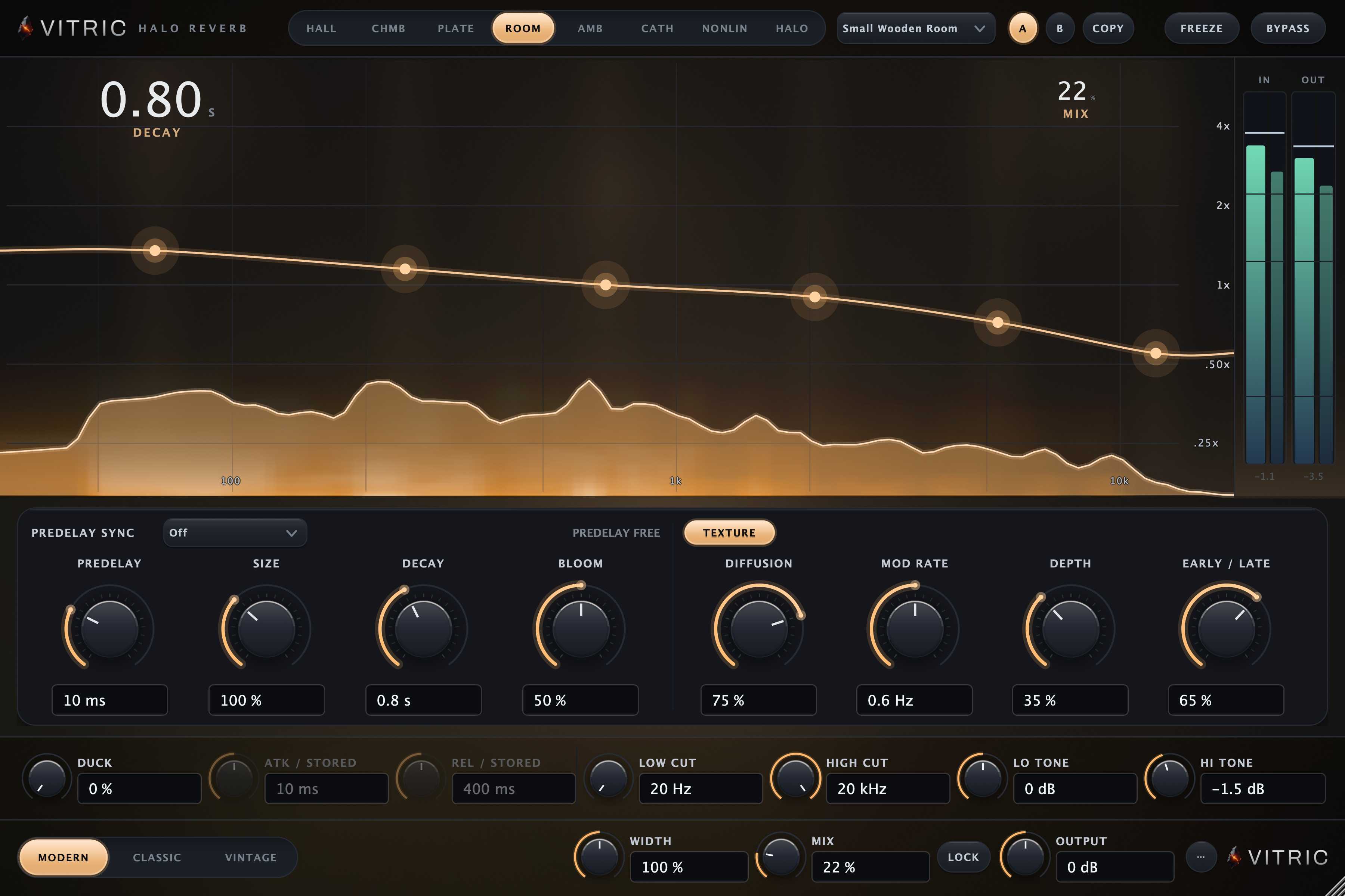 Reverb with eight spaces