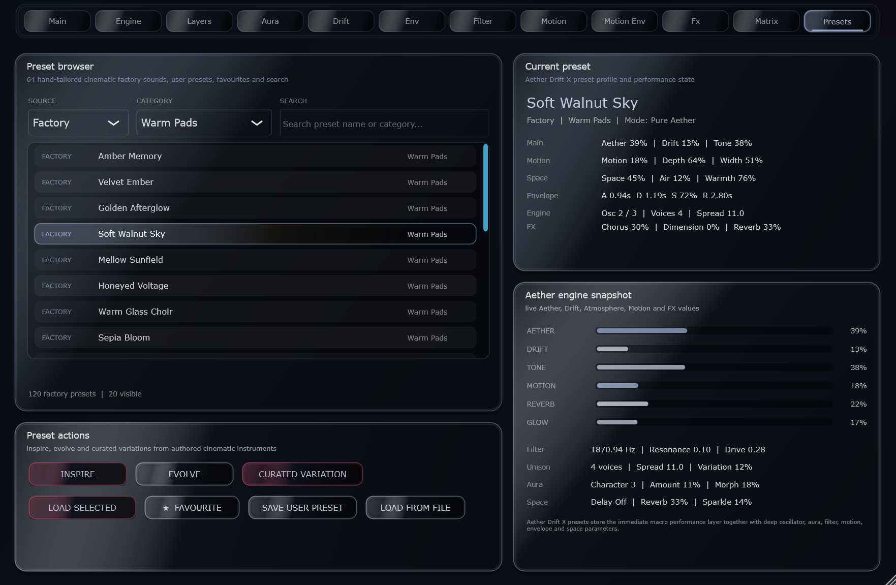 Presets Tab