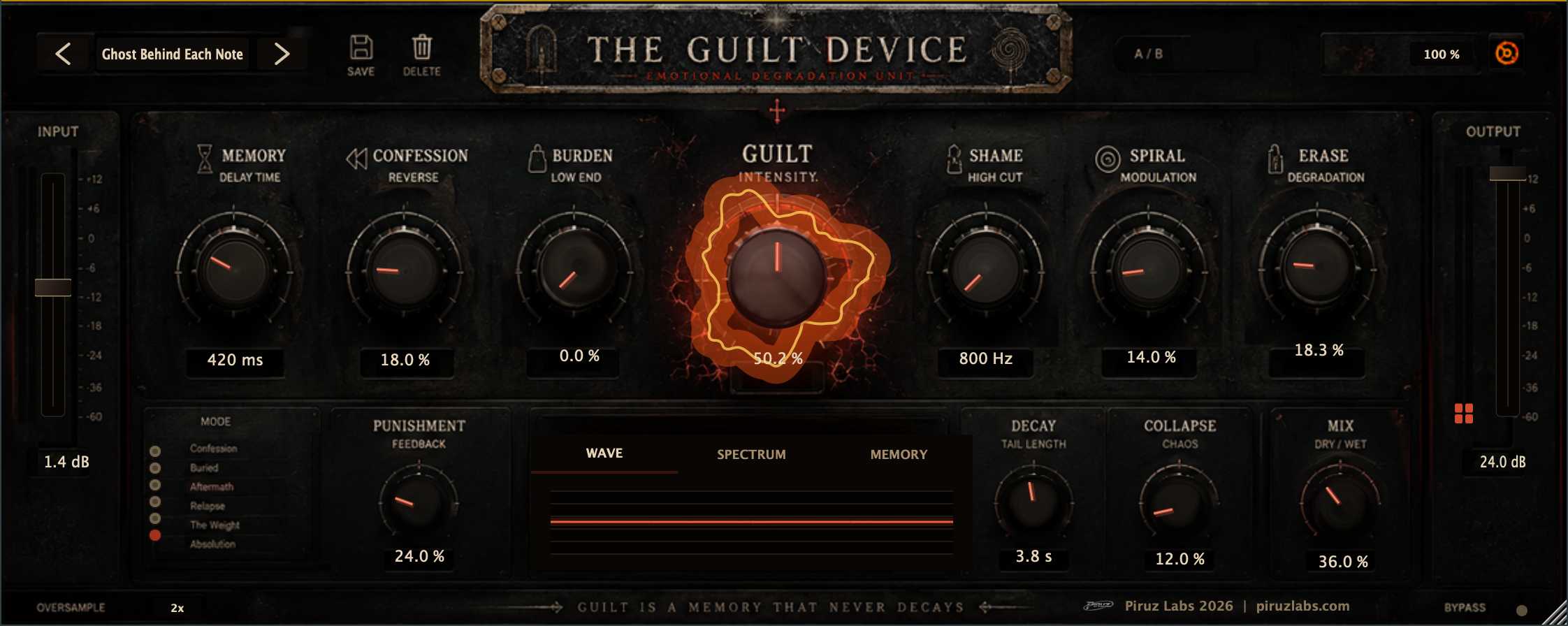 The Guilt Device interface