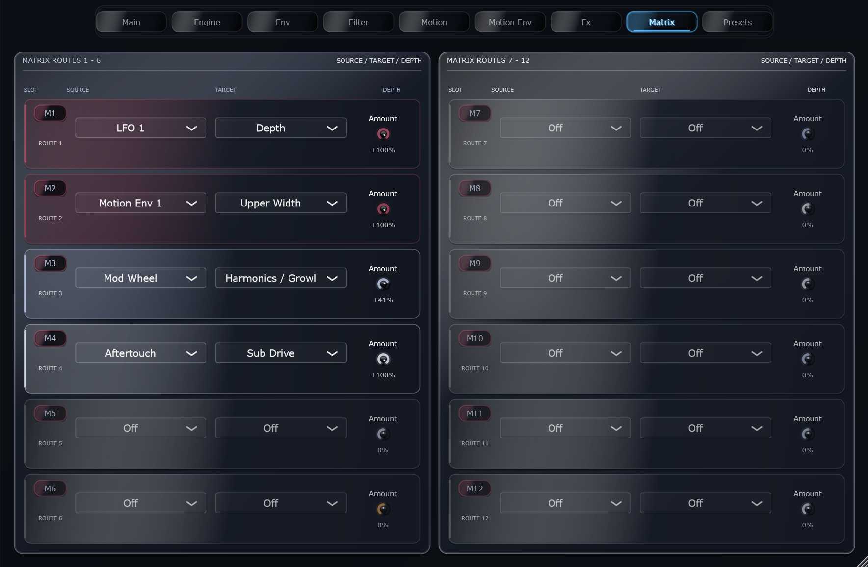 Matrix tab
