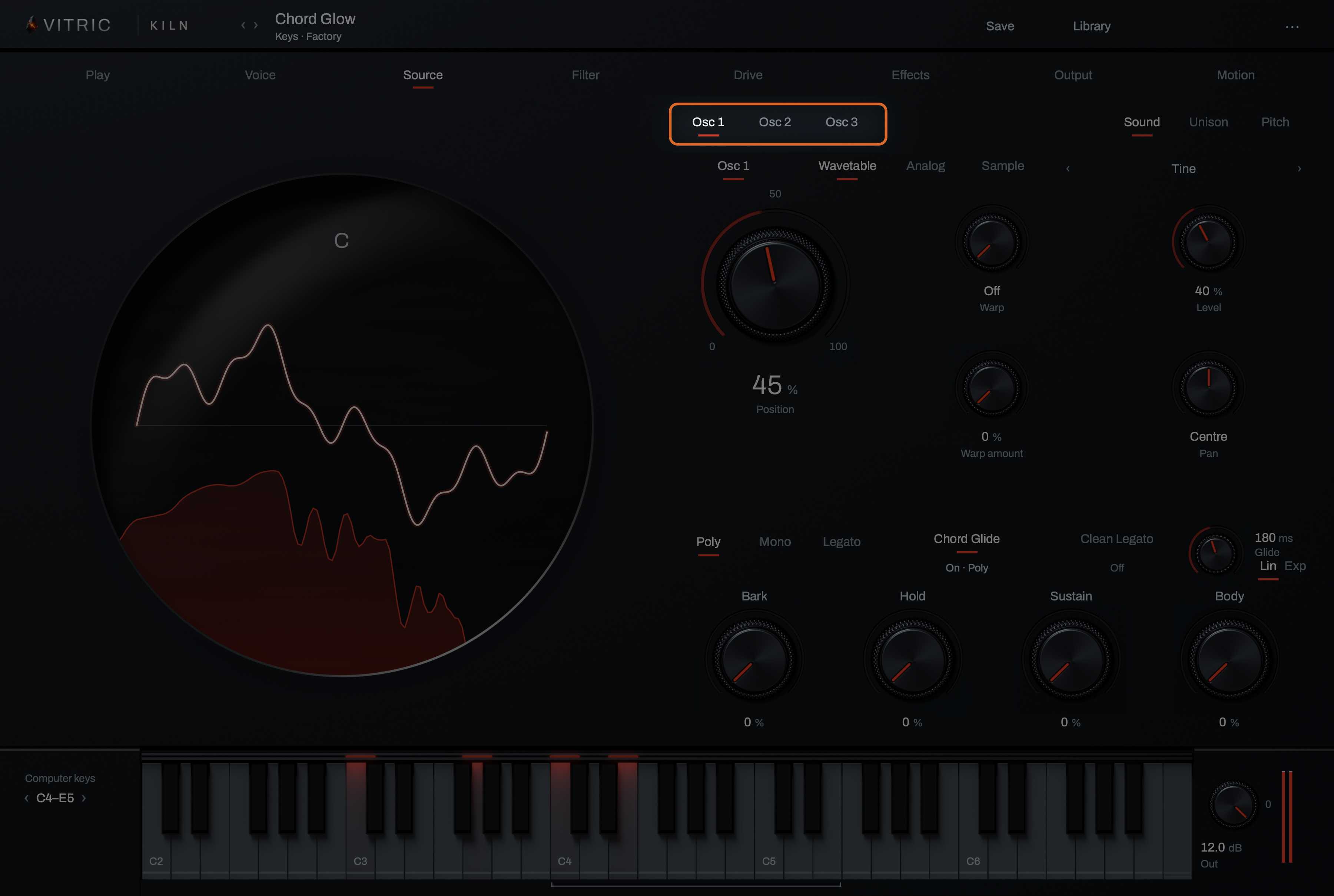 Three oscillators per voice