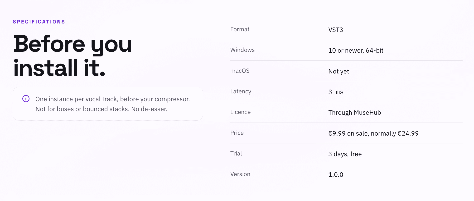 Specifications